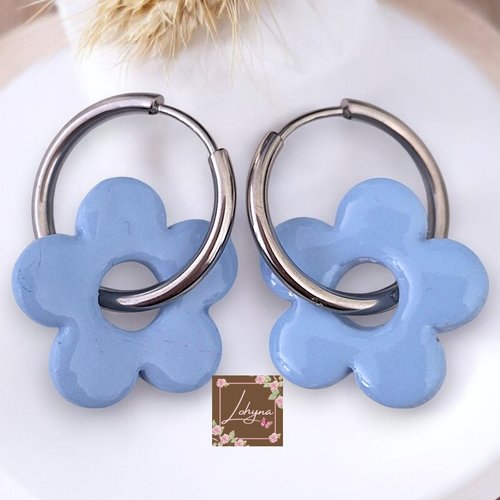 Boucles d'oreilles créoles interchangeables "sky"