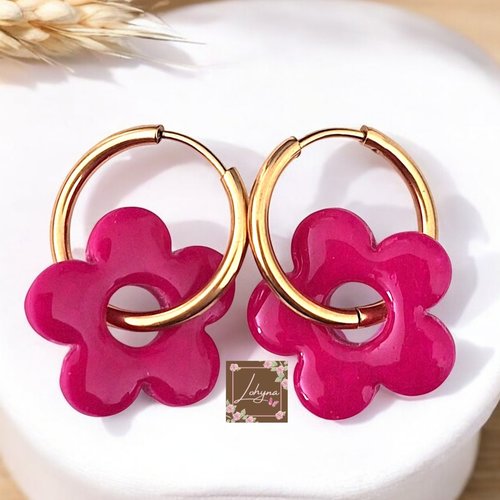 Boucles d'oreilles créoles interchangeables "rosy"
