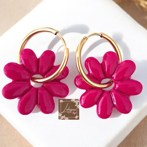 Boucles d'oreilles créoles interchangeables "marguerite"