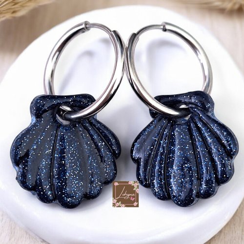 Boucles d'oreilles créoles interchangeables "galaxie"