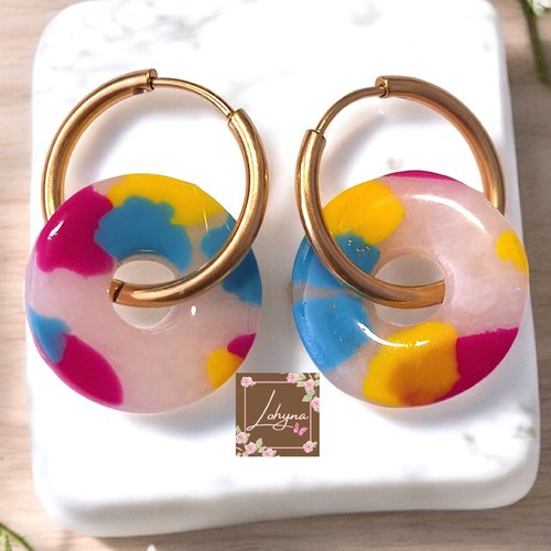 Boucles d'oreilles créoles interchangeables "confettis"