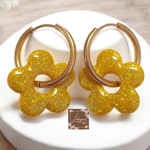 Boucles d'oreilles créoles interchangeables "sun"