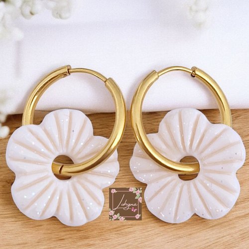 Boucles d'oreilles créoles interchangeables "aurore givrée"