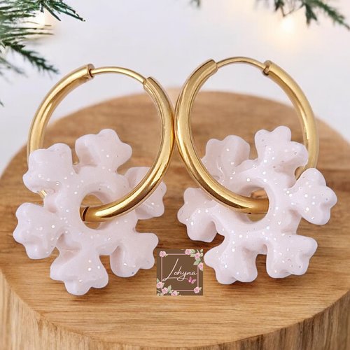 Boucles d'oreilles créoles interchangeables "flocon"