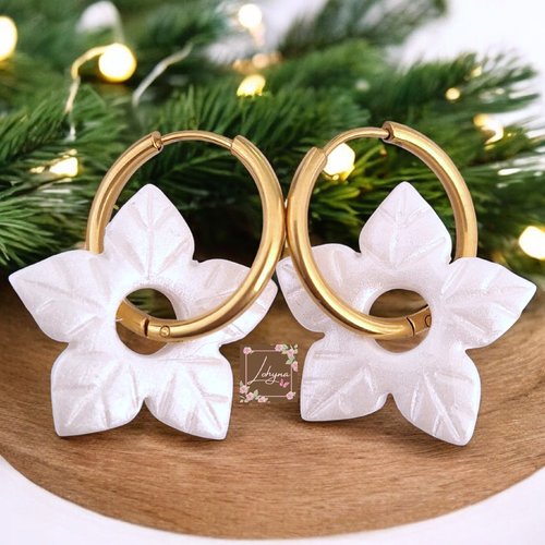 Boucles d'oreilles créoles interchangeables " magie de noël"