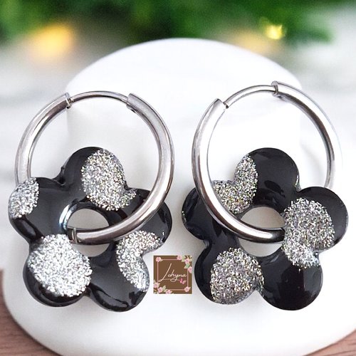 Boucles d'oreilles créoles interchangeables "confettis de noël"