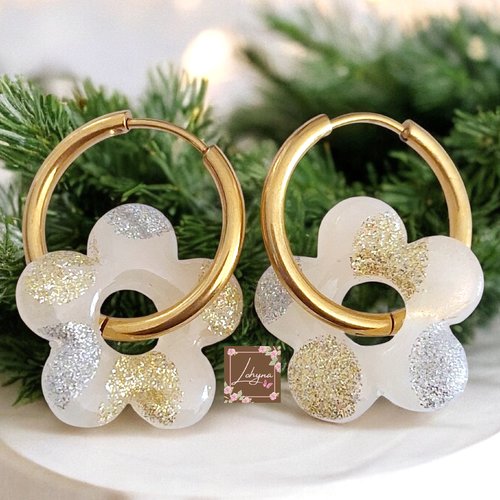 Boucles d'oreilles créoles interchangeables "féerie de noël"