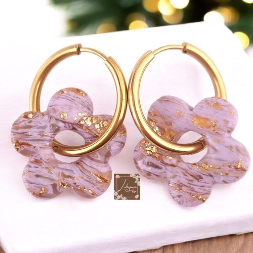 Boucles d'oreilles créoles interchangeables "douceur de noël"