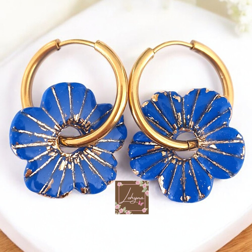 Boucles d'oreilles créoles interchangeable "nuit étoilée"