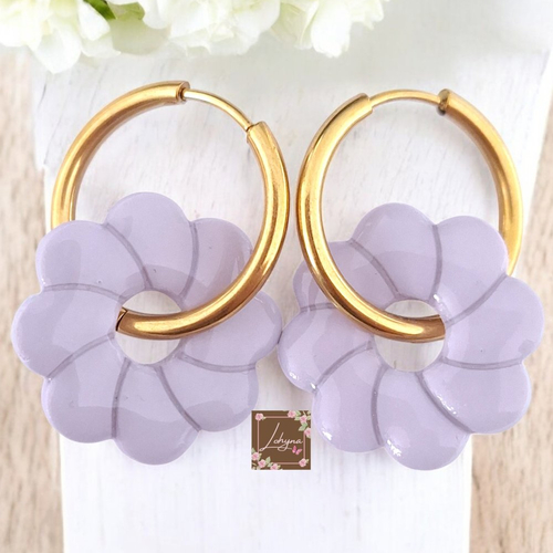 Boucles d'oreilles créoles interchangeable "iris"