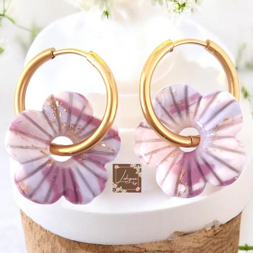 Boucles d'oreilles créoles interchangeables "glycine"