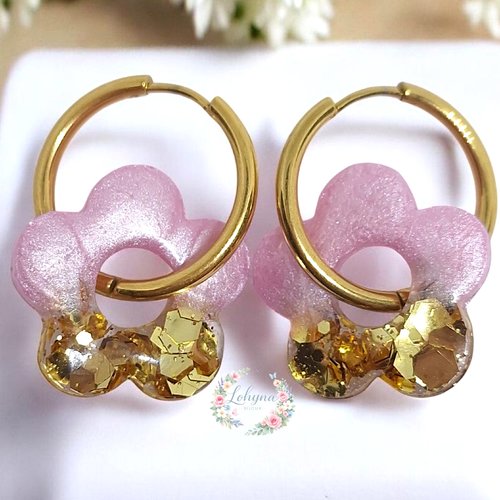 Boucles d'oreilles créoles interchangeables "bloom"
