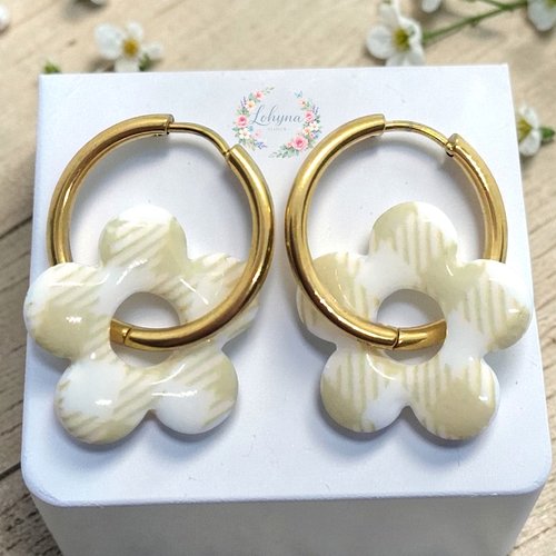 Boucles d'oreilles créoles interchangeables "vichy"