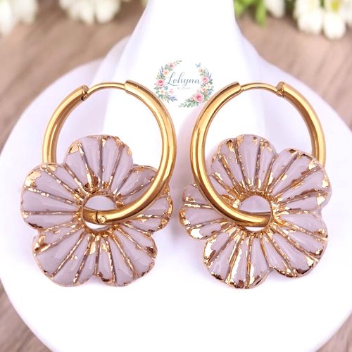 Boucles d'oreilles créoles interchangeables "mélina - mauve"