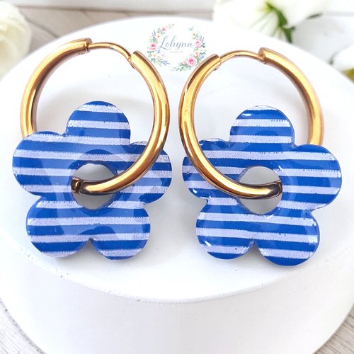 Boucles d'oreilles créoles interchangeables "lagon"