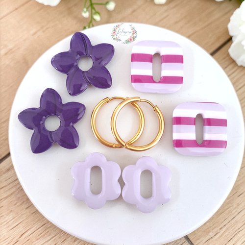 Box boucles d'oreilles créoles interchangeables "jardin d'avril"