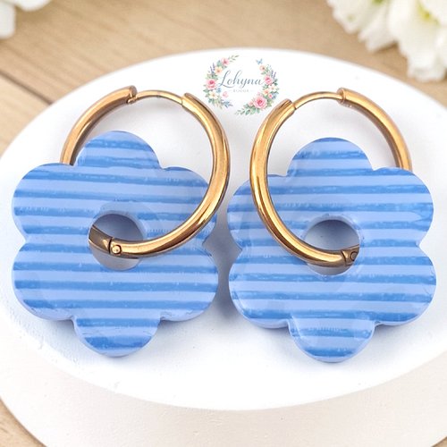 Boucles d'oreilles créoles interchangeables "myosotis"