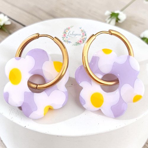 Boucles d'oreilles créoles interchangeables "bohème"