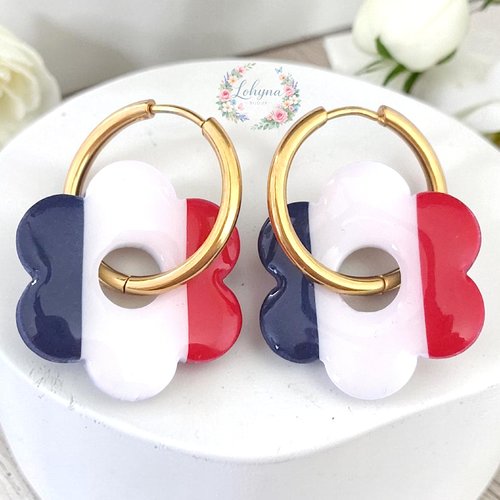 Boucles d'oreilles créoles interchangeables "france"