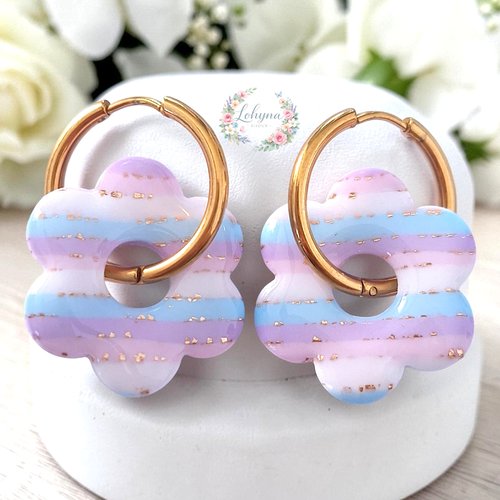 Boucles d'oreilles créoles interchangeable "pastel"