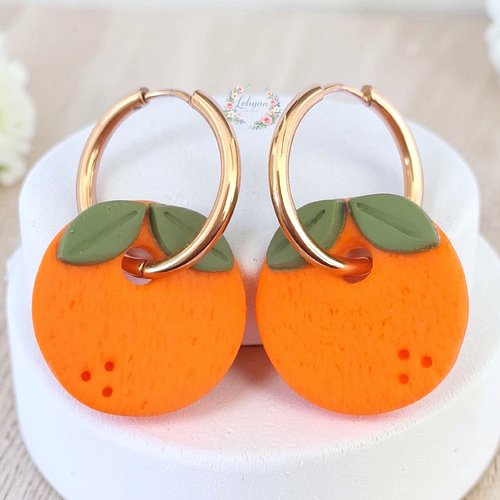Boucles d'oreilles créoles interchangeable "éclat d'agrume"