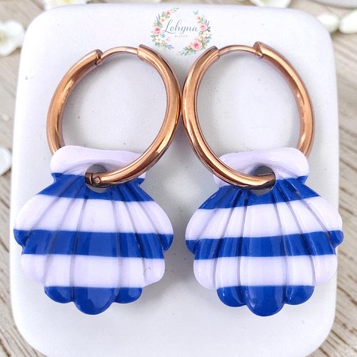 Boucles d'oreilles créoles interchangeables " esprit bord de mer"