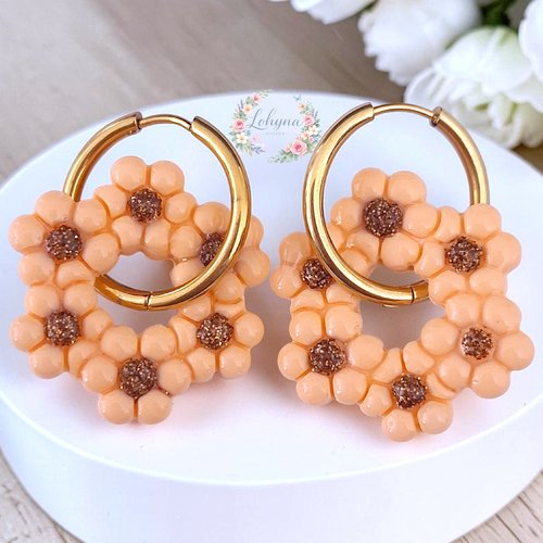 Boucles d'oreilles créoles interchangeables "pétales d’été"