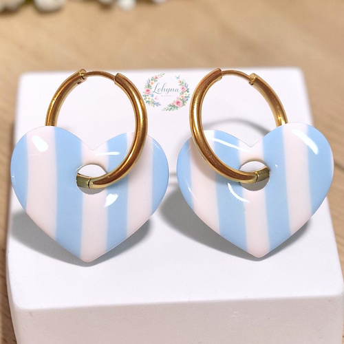 Boucles d'oreilles créoles interchangeables "cœur océan"