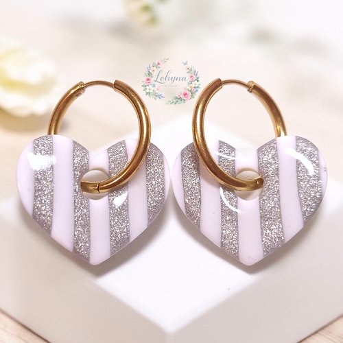 Boucles d'oreilles créoles interchangeables "été pailleté"
