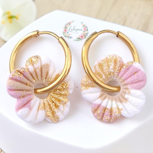 Boucles d'oreilles créoles interchangeables "floréa"