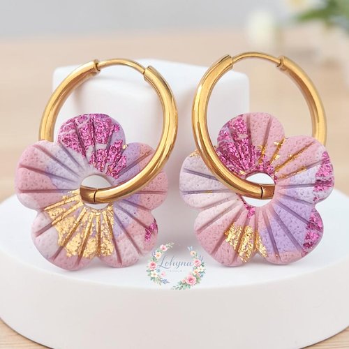 Boucles d'oreilles créoles interchangeables "jardin d’été"
