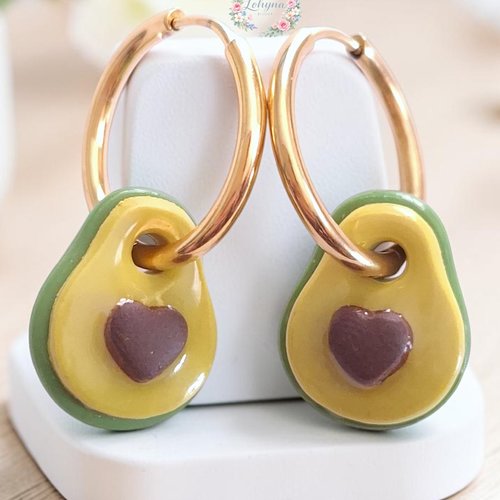 Boucles d'oreilles créoles interchangeables "cœur d’avocat"