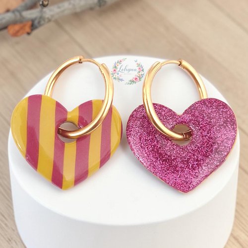 Boucles d'oreilles créoles interchangeables réversibles "les caméléones"