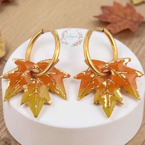 Boucles d'oreilles créoles interchangeables " chaleur d'automne "