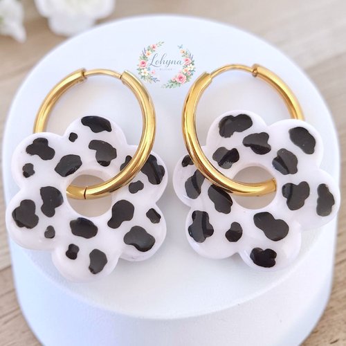 Boucles d'oreilles créoles interchangeables "marguerite"