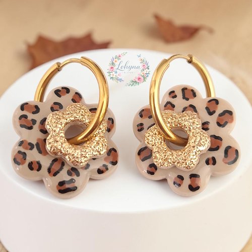 Boucles d'oreilles créoles interchangeables superposables "léonie"
