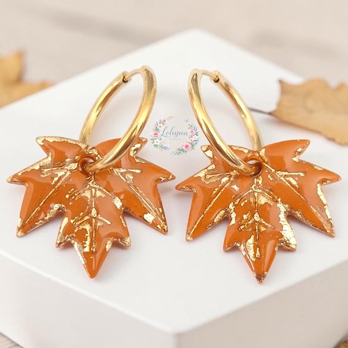 Boucles d'oreilles créoles interchangeables " vent d'automne "