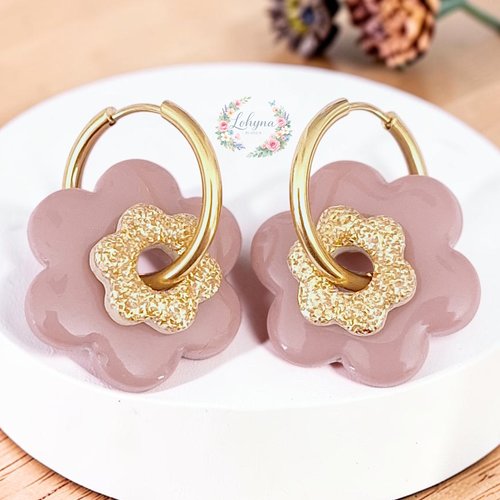 Boucles d'oreilles créoles interchangeables superposables " aria "