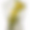 Grande applique dentelle / jaune ** 15 x 41 cm ** fleur feuille brodée 3d - acd01 