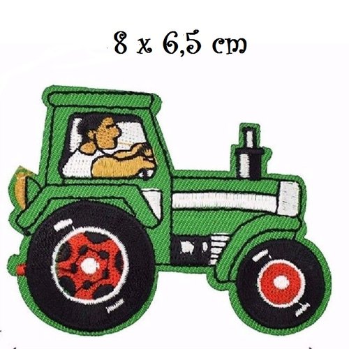 Patch écusson thermocollant - tracteur vert ** 8 x 6,5 cm ** applique à repasser