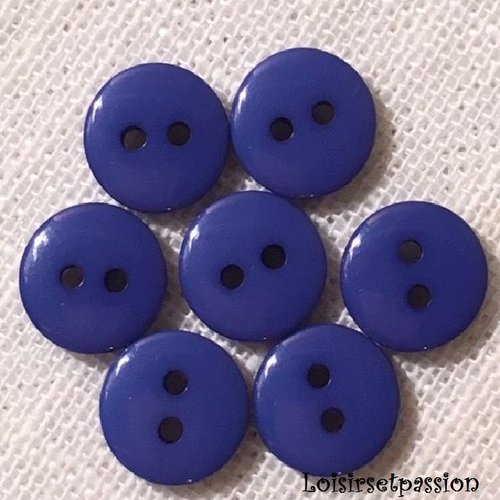 Lot de 10 petits boutons / bleu marine clair ** 9 mm ** bouton rond en résine - layette couture poupée bébé scrapbooking - br9mm