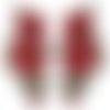 Lot de 2 appliques brodées symétriques / rouge ** 13 x 23 cm ** col guipure - acd47
