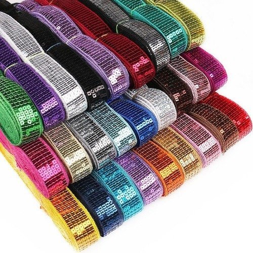 vendu au mètre Galon séquin paillette de 25 mm Ruban Rouge foncé