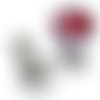 Clip pince tétine bois, ballon coeur rouge,  attache tétine, doudou, passant 10 mm - b01