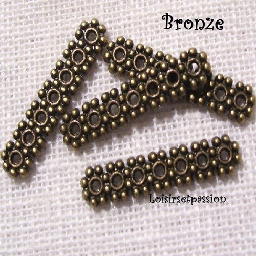 Lot de 10 barres entretoise bronze, séparateur perles, multi rangs 7 trous ** 23 x 5 mm ** pm01