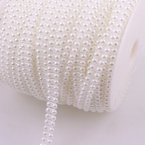 Galon ruban imitation double perle - n°6 / blanc ** 1 cm ** vendu par 50 cm - décoration fêtes bijoux - sacs couture fêtes