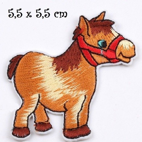 Patch écusson thermocollant - âne cheval poney ** 5,5 x 5,5 cm ** applique à repasser