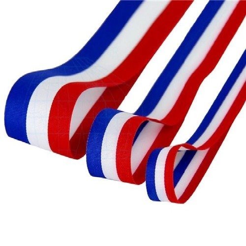 Ruban fin tricolore, 16 mm, rayure bleu blanc rouge, patriotique france, cérémonie, médaille - vendu au mètre