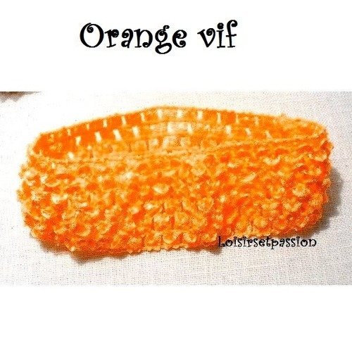 Bandeau cheveux  ** orange vif ** serre tête élastique à customiser, décorer - dentelle effet crochet - b12 / n°35