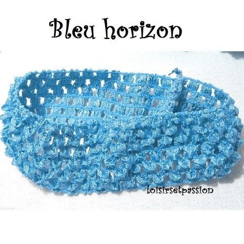Bandeau cheveux  ** bleu horizon ** serre tête élastique à customiser, décorer - dentelle effet crochet - b12 / n°16